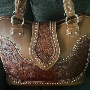 Montana West Brown Embossed Shoulder Bag